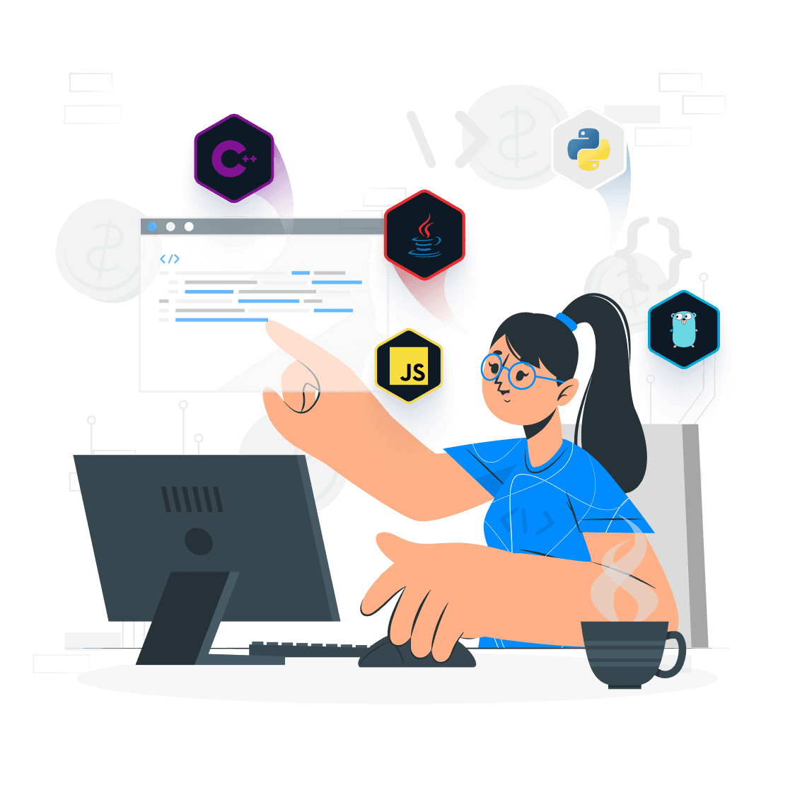 Developer coding illustration